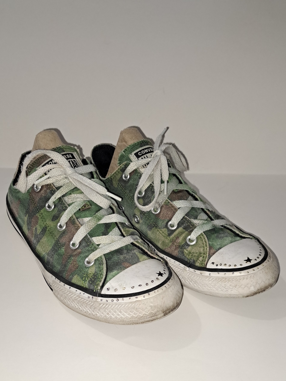 Camo Converse Distressed Junior Size 4 Women 5.5 Grunge